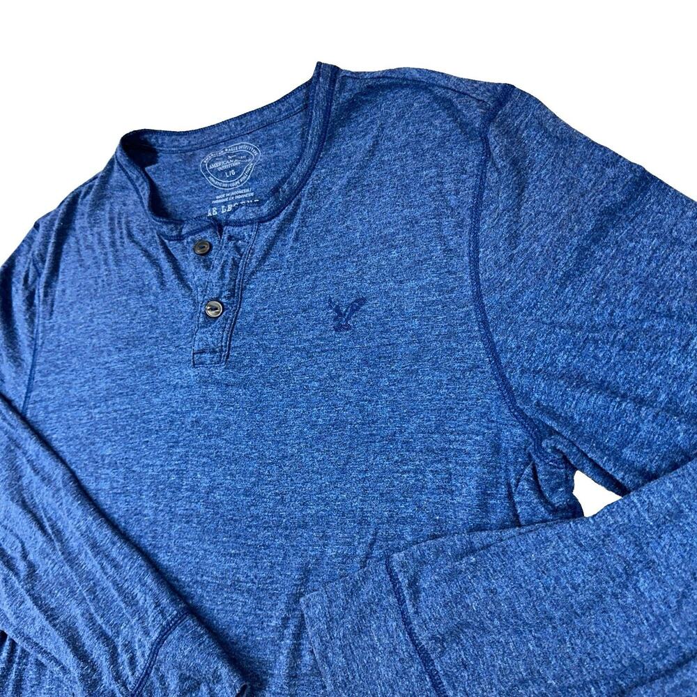 American Eagle Outfitters AE Legend Men’s L Blue Athletic Fit Henley long sleeve